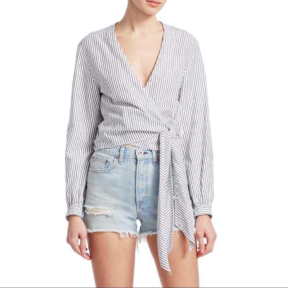 Rag & Bone Striped Wrap Blouse